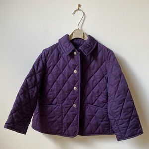 Burberry Girls Purple Quilted Diamond Jacket, Size 4/5. Excellent Condition.